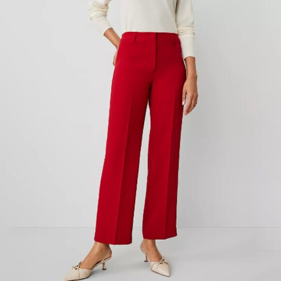 NWT Ann Taylor The Straight Ankle Pant in Crepe Red Size 2 - Picture 1 of 4